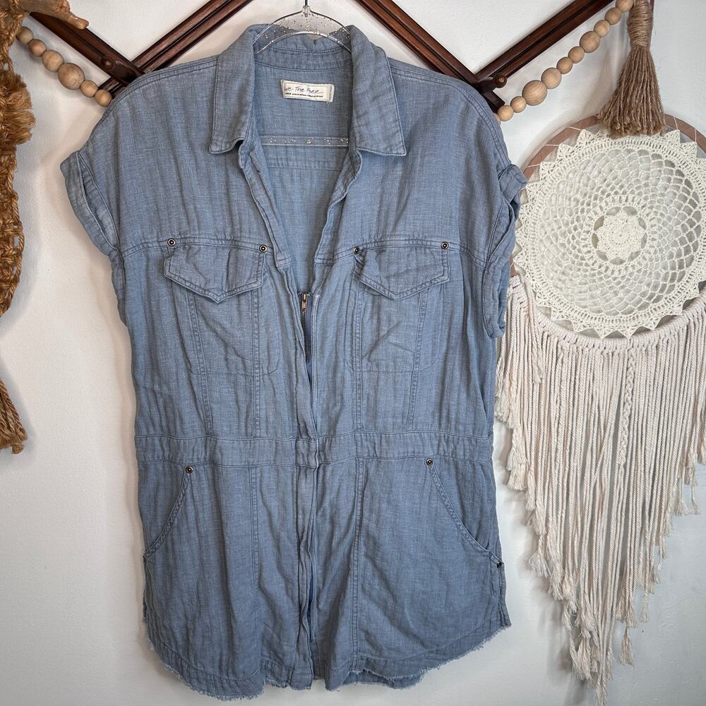 We the Free People Blue Chambray Shirt Dress